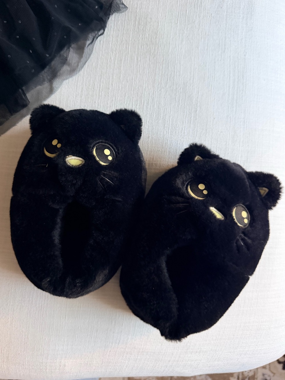 Black Cat Slippers Plush Cozy Cute Halloween Kitty children/toddler size Small